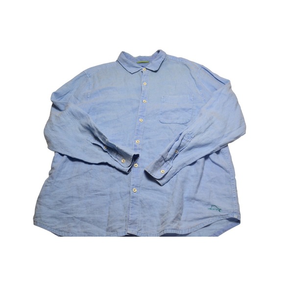 Tommy Bahama Blue Linen Button Up Shirt Long Sleeve Relaxed Fit Breathable Soft - Picture 2 of 7
